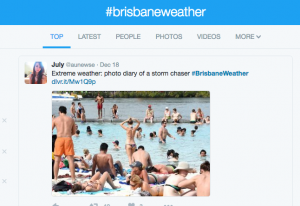 Twitter hashtag Brisbane weather